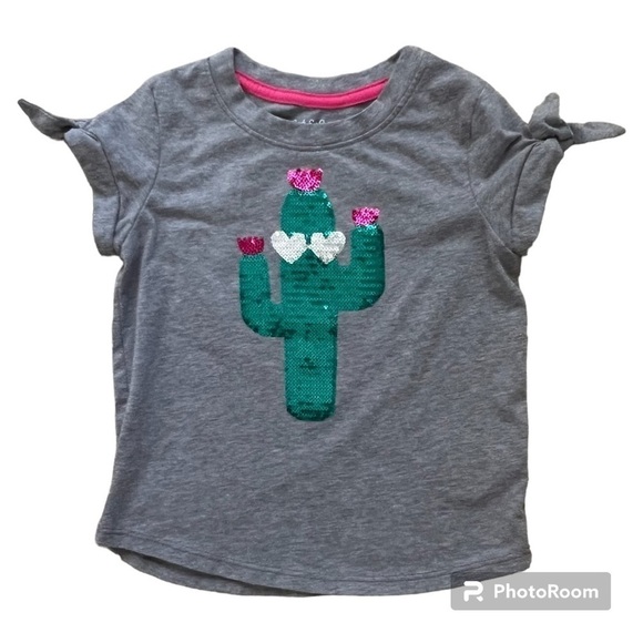 Cat & Jack Other - Cat & Jack sequin cactus grey shirt size 3T